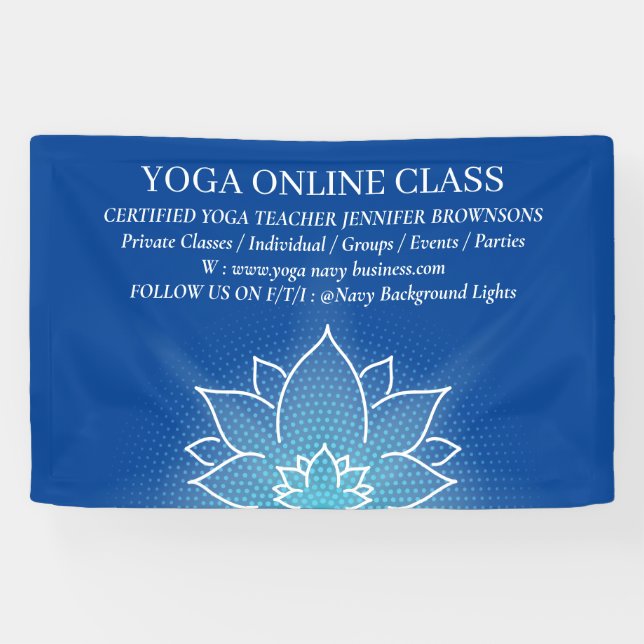 Banderoles Salon de méditation bleu marine Yoga Lotus (Horizontal)