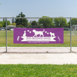 Banderoles Salon de toilettage de chien moderne violet Silhou