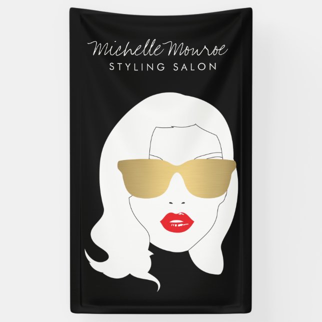 Banderoles Salon des cheveux, Styliste, Beauté Girl gris fonc (Vertical)