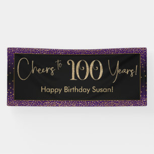 Banderoles Salutations à 100 Anniversaire Purple Gold Black