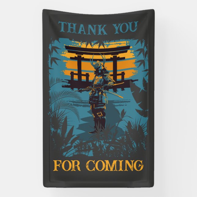 Banderoles Samurai Guerrier fête d'anniversaire Personnalisé (Verticale)