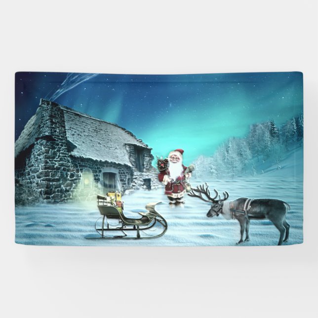 Banderoles Santa and Rudolph with Sled (Horizontal)
