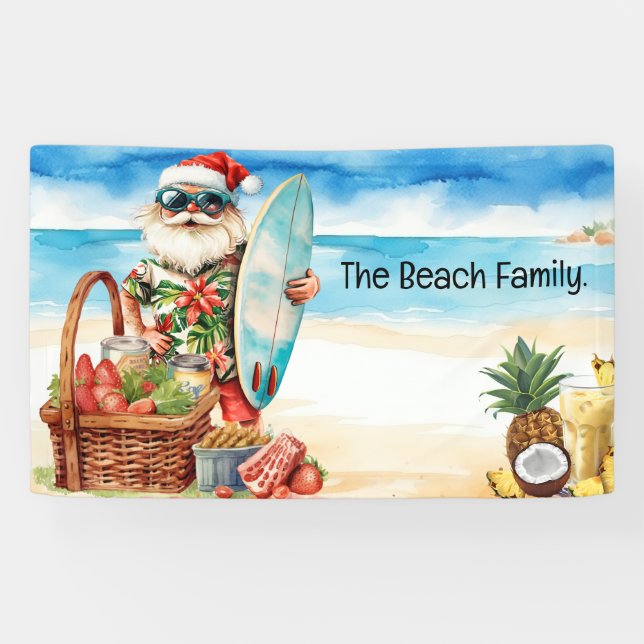 Banderoles Santa Claus for Christmas in July at beach  (Horizontal)