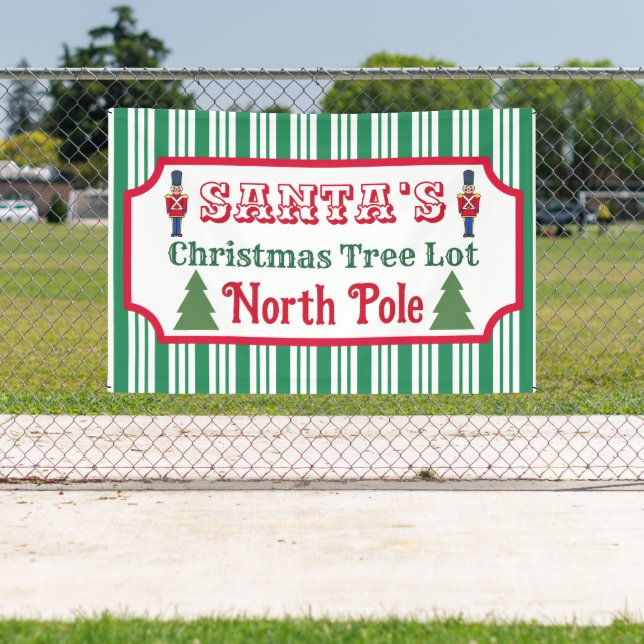 Banderoles Santa's Retro Christmas Tree Lot Sign Banner (Insitu)