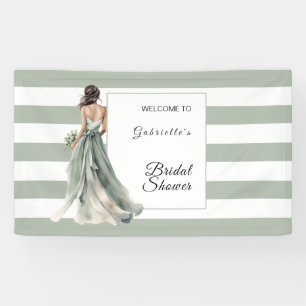 Banderoles Sauge Verte Rayures Aquarelle Bohème Baby Shower d