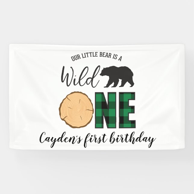 Banderoles Saule un Ours vert Buffle Plaid premier anniversai (Horizontal)