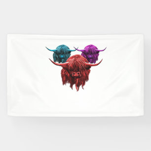 Banderoles Scottish Highland Cow Colorful Herd Classic T-Shi