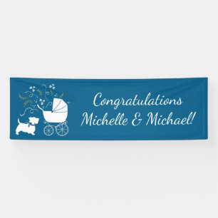 Banderoles Scotty Chien Baby shower Scottish Terrier Blue