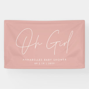 Banderoles Script Baby shower fille rose rose moderne élégant