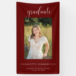 Banderoles Script Burgundy Graduation Party Photo