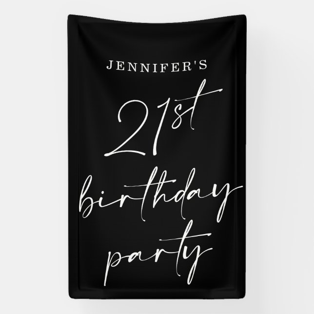 Banderoles Script chic moderne Vingt et un fête d'anniversair (Verticale)