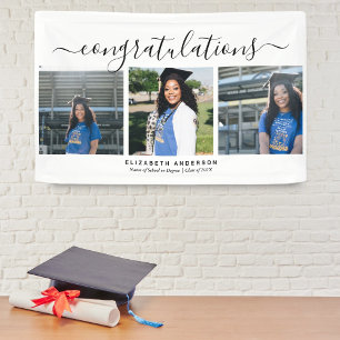Banderoles Script minimaliste moderne 3 Photo Graduation Part