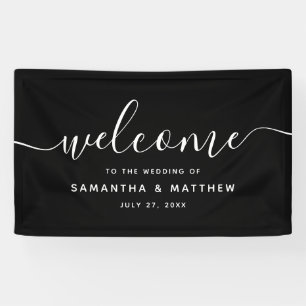 Banderoles Script Minimaliste Noir Bienvenue Au Mariage