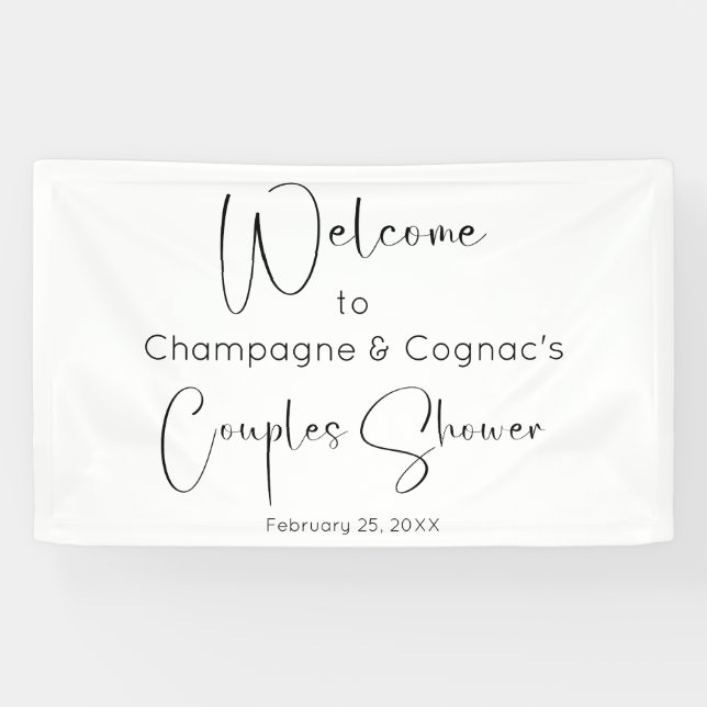 Banderoles Script moderne Couples Douche Bienvenue (Horizontal)