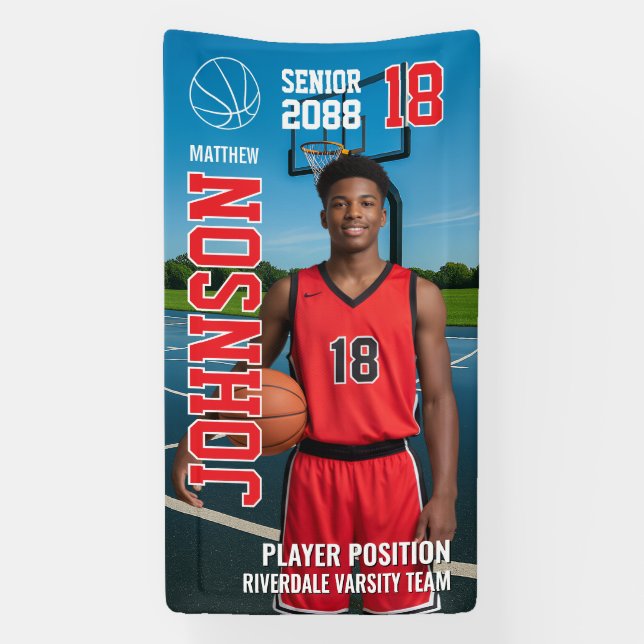 Banderoles Senior Basketball Design Template Photo Sports (Verticale)