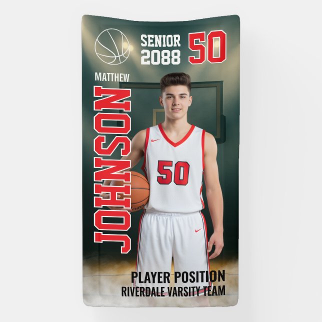 Banderoles Senior Basketball Team Player Sports Photo (Verticale)