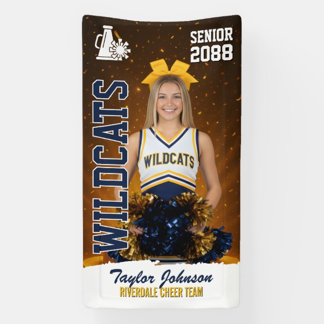 Banderoles Senior Cheer Team Custom Sports Photo Cheerleading (Verticale)