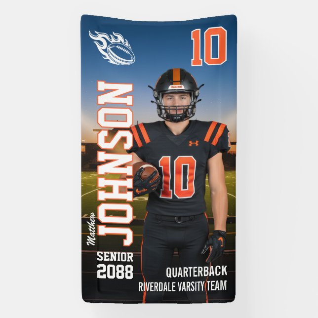 Banderoles Senior Football MVP Player Sports Photo Display (Verticale)
