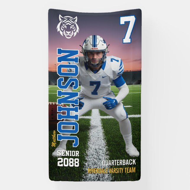 Banderoles Senior Football Player Homecoming Custom Sports (Verticale)