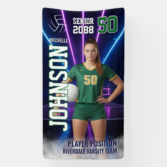 Banderoles Senior Volleyball Player Customized Portrait Photo (Verticale)
