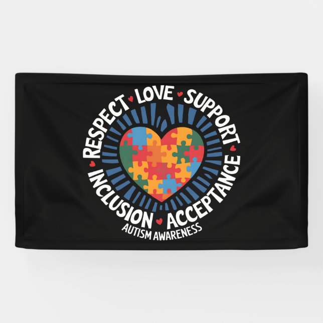Banderoles Sensibilisation à l'autisme Autistique Respect Amo (Horizontal)