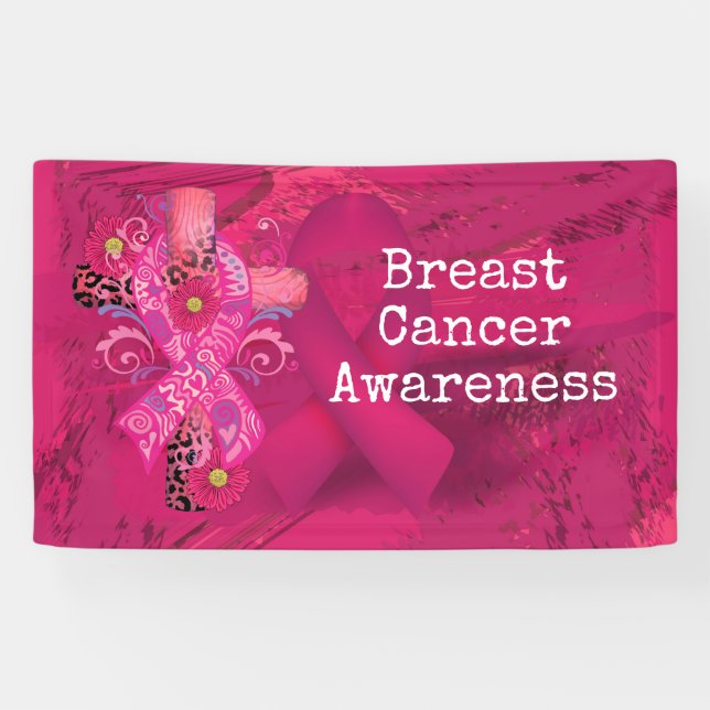 Banderoles Sensibilisation au cancer du sein avec le ruban ro (Horizontal)