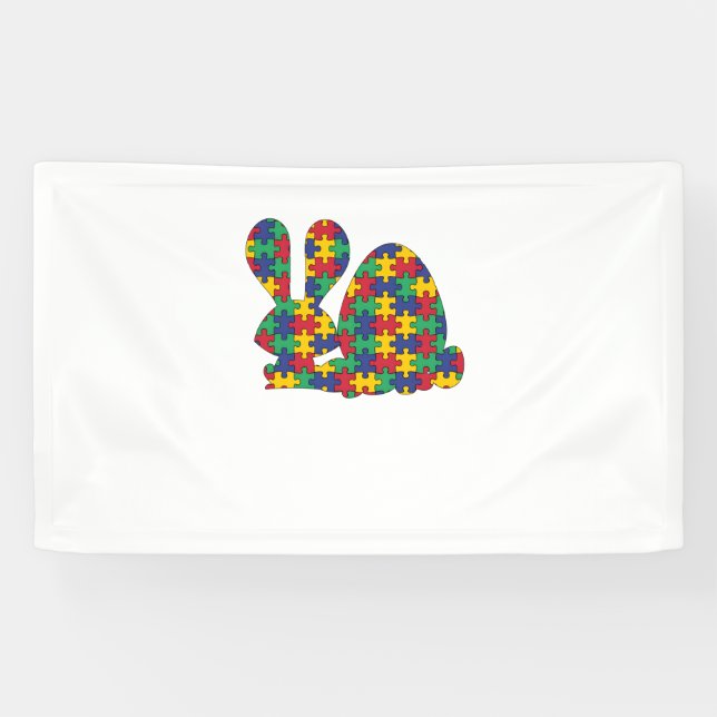 Banderoles Sensibilisation sur l'autisme de Pâques Rabbit Piè (Horizontal)