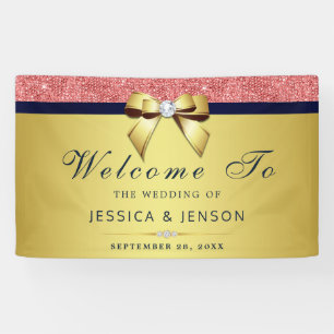 Banderoles Séquences de corail Marine Diamants or Bow Mariage