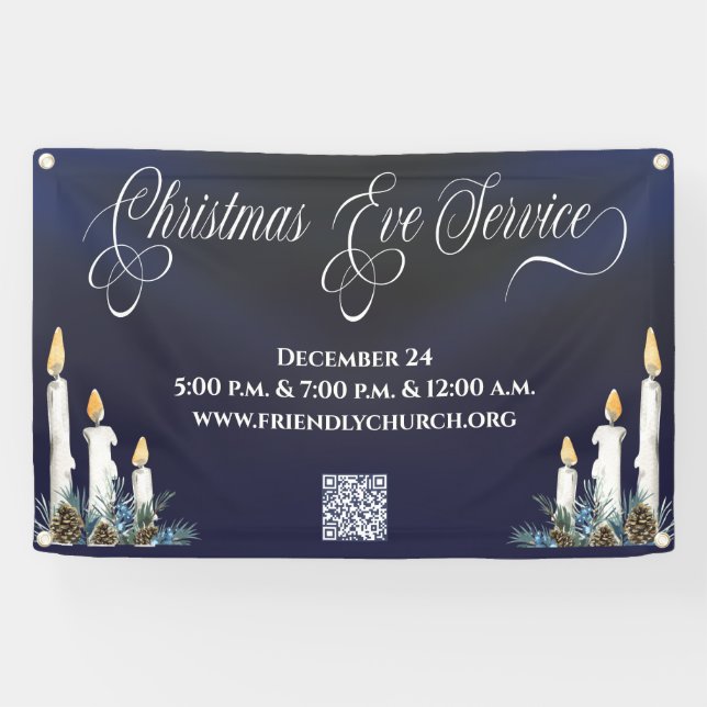 Banderoles Service à la chandelle de l'église Christmas Eve Q (Horizontal)