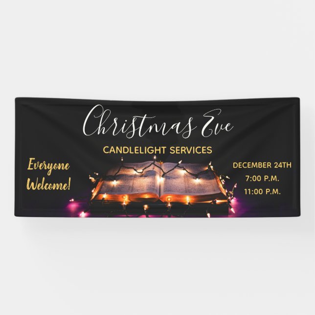 Banderoles Service aux chandelles de l'église Christmas Eve (Horizontal)