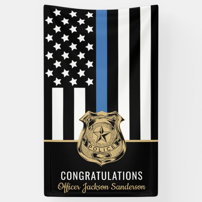 Banderoles Service de police Retraite Ligne bleue (Vertical)