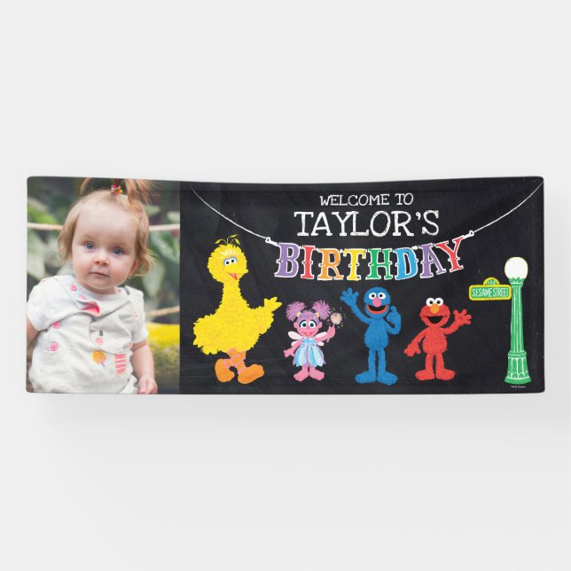 Banderoles Sesame Street Chalkboard Arc-en-ciel Bienvenue (Horizontal)