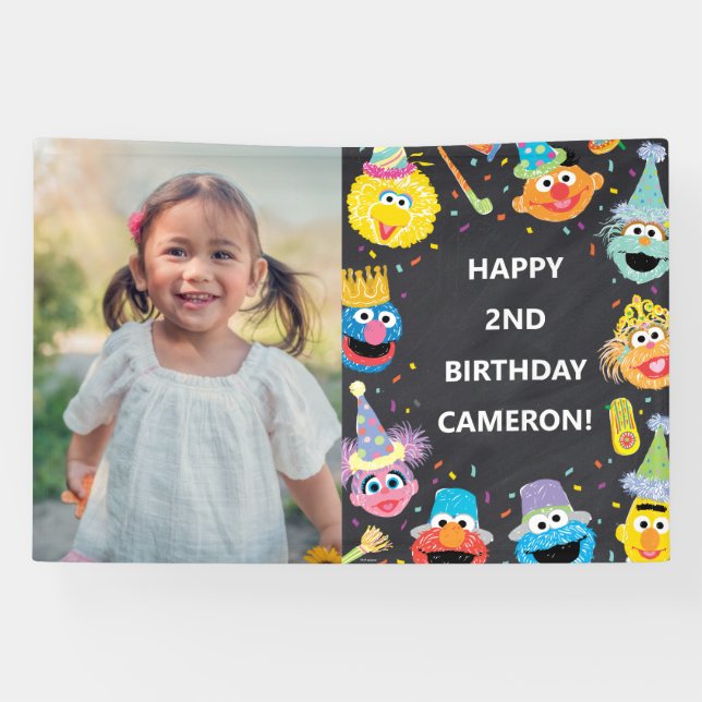 Banderoles Sesame Street Pals Confetti Photo Anniversaire (Horizontal)