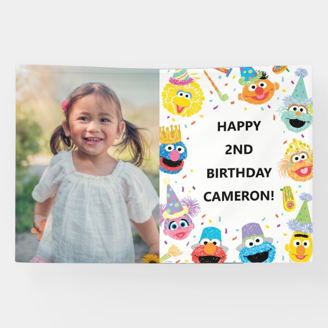 Banderoles Sesame Street Pals Confetti Photo Anniversaire (Horizontal)