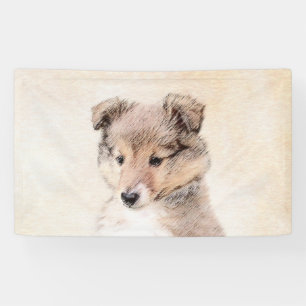 Banderoles Shetland Sheepdog Puppy Peinture Chien original ar