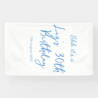 Banderoles shh its a 30th birthday name date blue simple mini