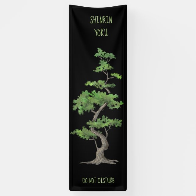 Banderoles Shinrin~Yoku ne touchent pas à se baigner d'arbre (Vertical)