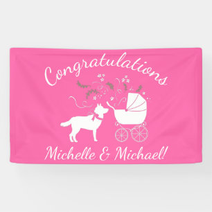 Banderoles Sibérie Husky Baby shower Chien Chien Chiot rose C
