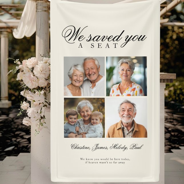 Banderoles Siège réservé - 6 Photo Mariage commémoratif Beige (Reserved Seat - 4 Photo Memorial Beige Wedding Banner)