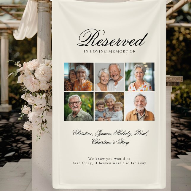 Banderoles Siège réservé - 6 Photo Mariage commémoratif Beige (Reserved Seat - 6 Photo Memorial Beige Wedding Banner)