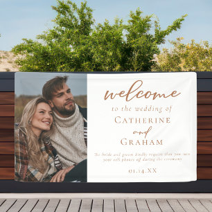 Banderoles Sienna Brown Script Custom Photo Mariage Bienvenue