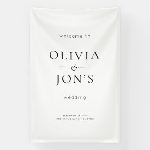 Banderoles Signe de bienvenue de mariage contemporain noir et
