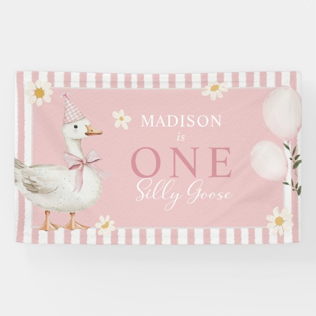 Banderoles Silly Goose Daisy Girl 1er anniversaire fête (Horizontal)