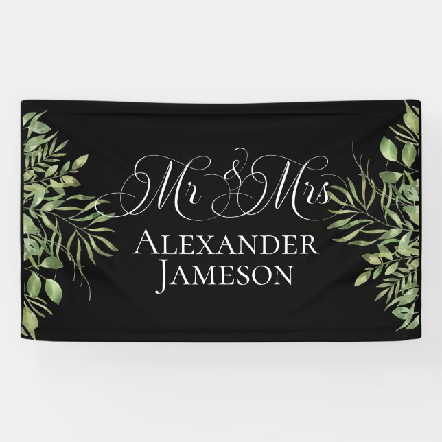 Banderoles Simple Foliage M. & Mme Mariage (Horizontal)