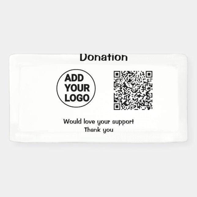 Banderoles Simple minimum q r code ajouter le logo texte des  (Horizontal)