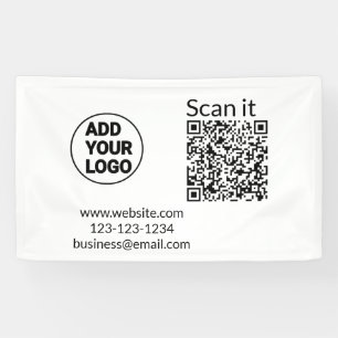 Banderoles Simple minimum q r code ajouter logo code d'analys