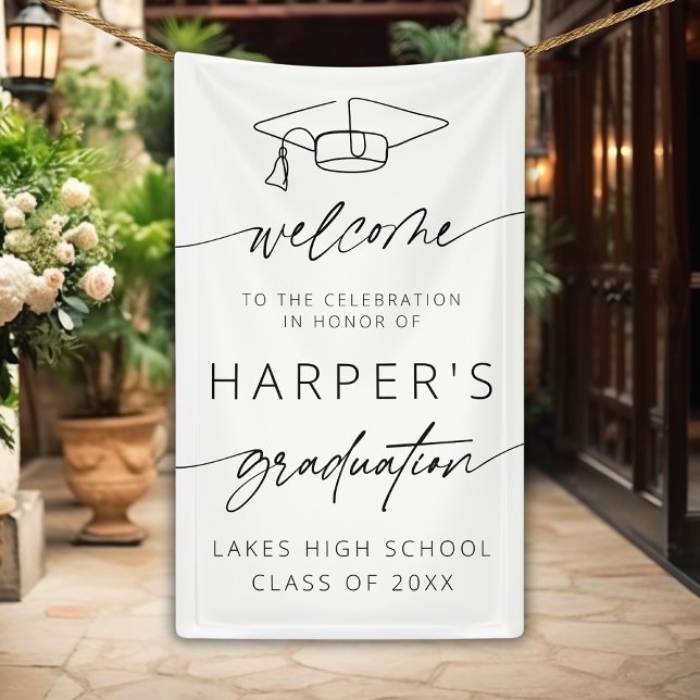 Banderoles Simple moderne Welcome Graduation Party Script (Créateur téléchargé)