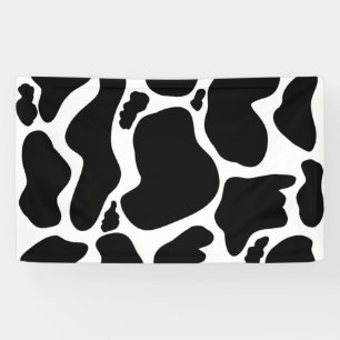 Banderoles Simple noir et blanc Gros taches de vache Poster d