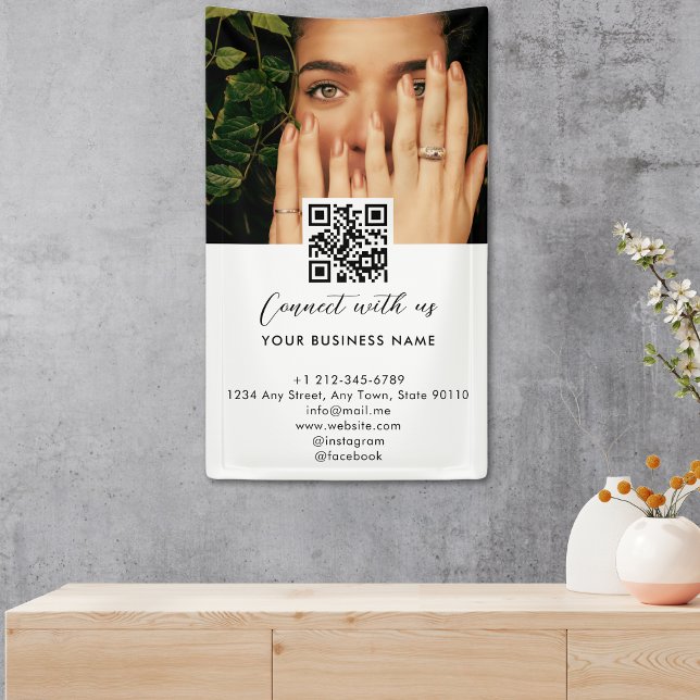 Banderoles Simple Script Connect Avec Nous Photo QR Code Prom (Simple Script Connect With Us Photo QR Code Promo Banner)