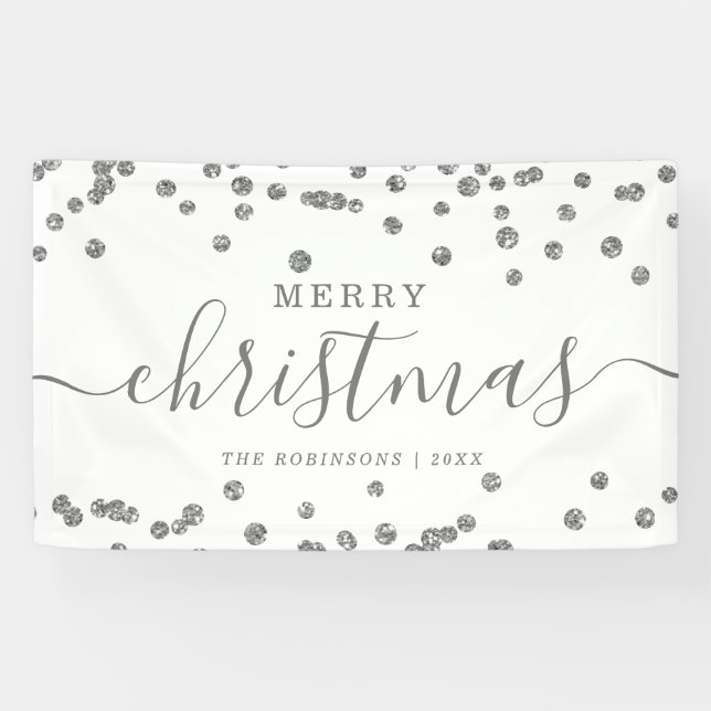 Banderoles Simple Silver Noël Parties scintillant Blanc (Horizontal)